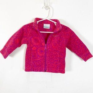 Columbia Baby Pink & Purple Zip Front Long Sleeve Fleece Jacket Size 6-12 months